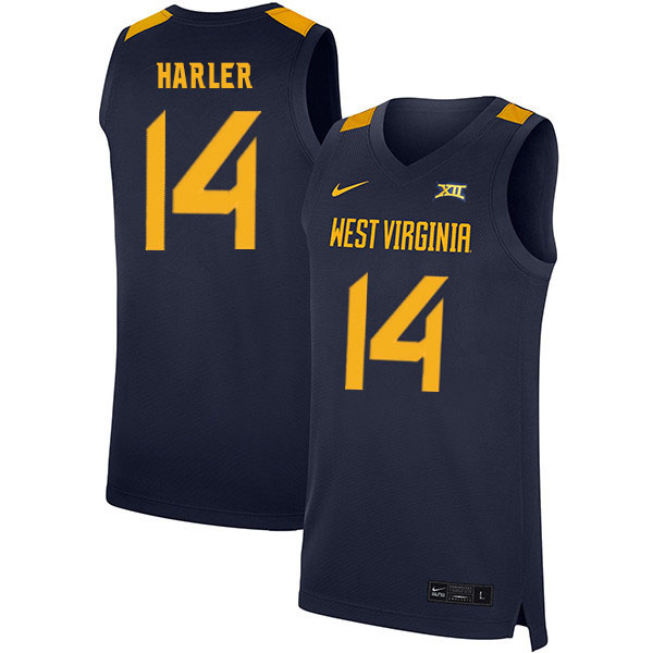 2020 Men #14 Chase Harler West Virginia Mountaineers College Basketball Jerseys Sale-Navy